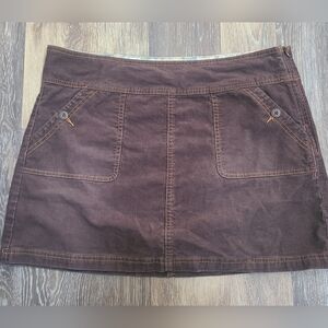 Prana Corduroy Chocolate Brown Mini Skirt Womens Size 14